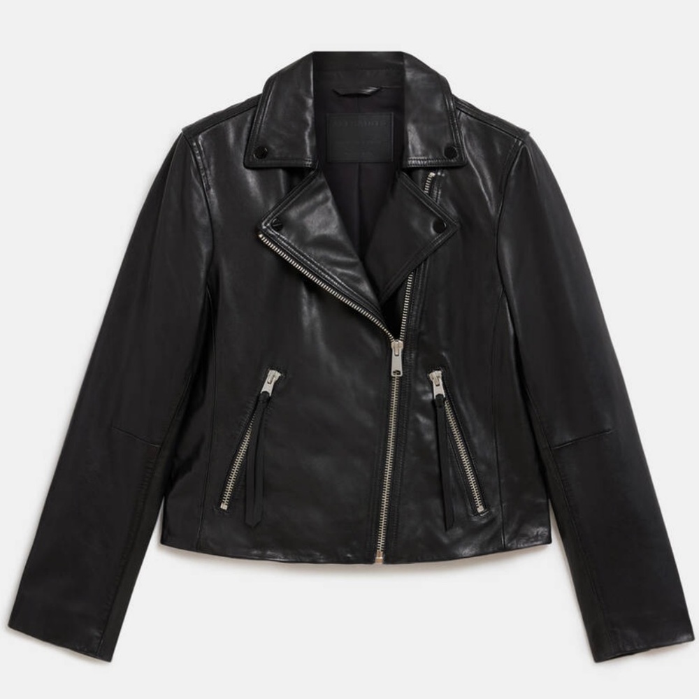 All Saints Dalby Slim Fit Leather Biker Jacket. Condition 10/10